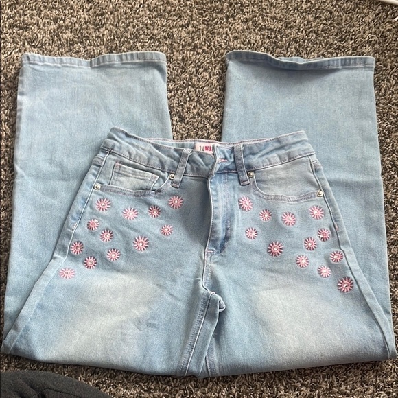 1st Kiss Other - 1st Kiss Light Blue Wide Leg Jeans with Pink Floral Accents